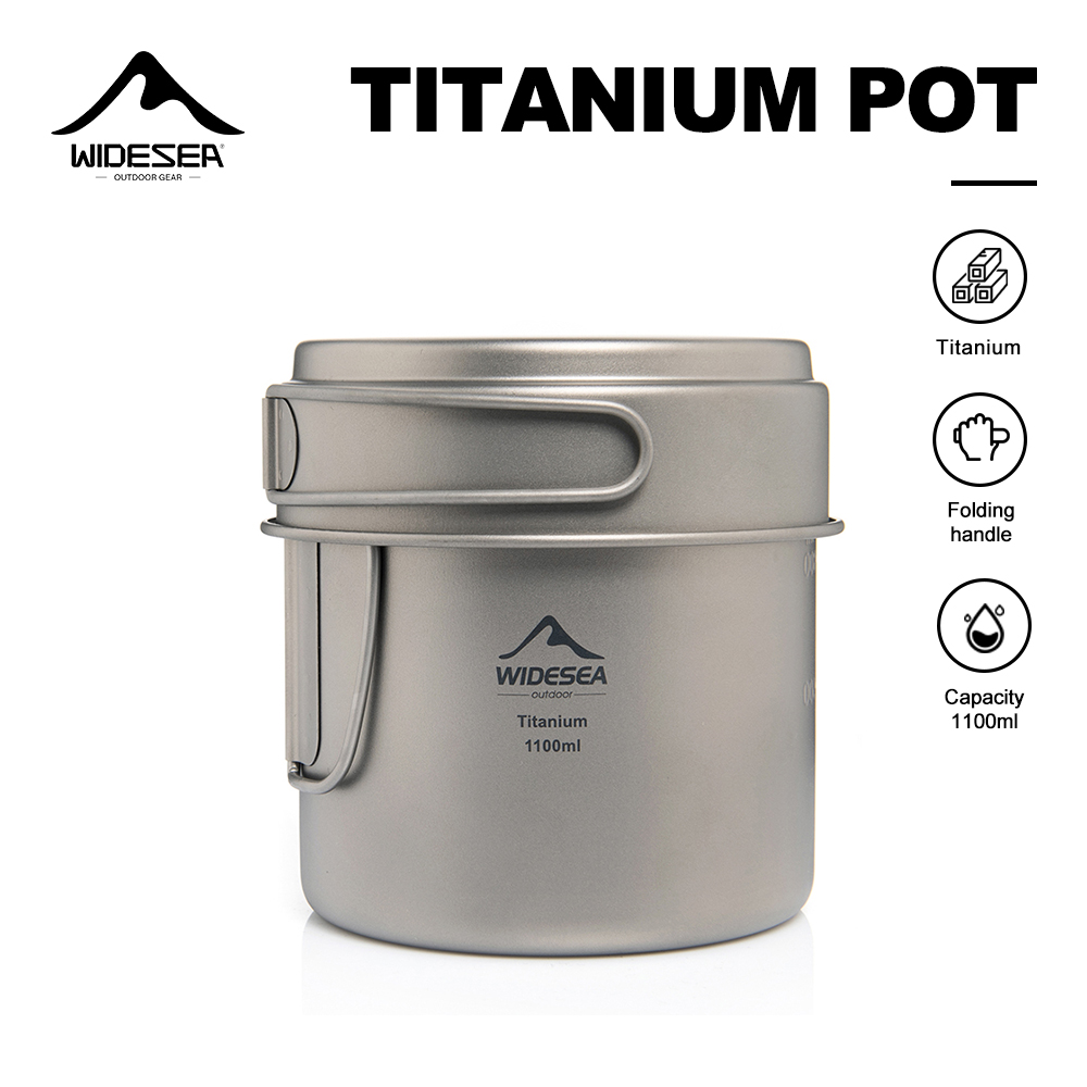 Camping Cooking Set Stainless Steel - Widesea Ultralight Titanyum Kamp Tenceresi 1100ml