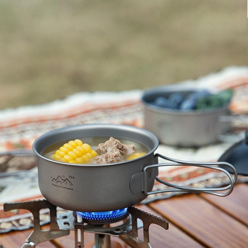 Camping Cooking One Pot - Açık Hava Pikniği Titanyum Pişirme Tenceresi