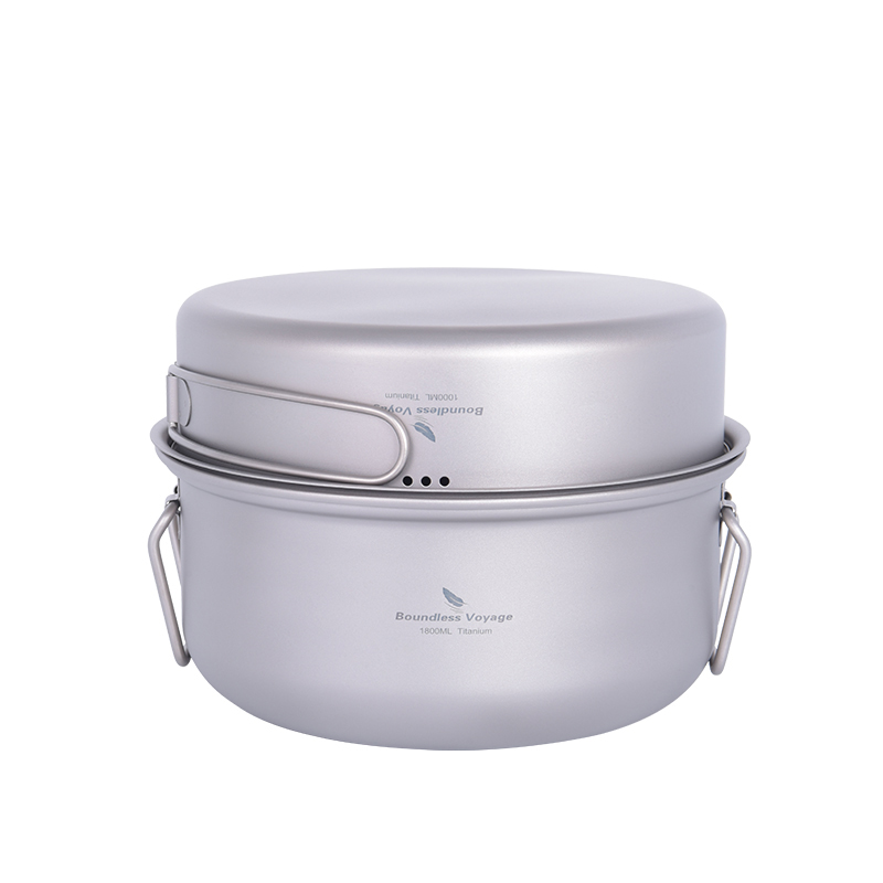Camping Cooking Pots And Pans Set - Sınırsız Yolculuk Titanyum Buharlı Pişirici Açık