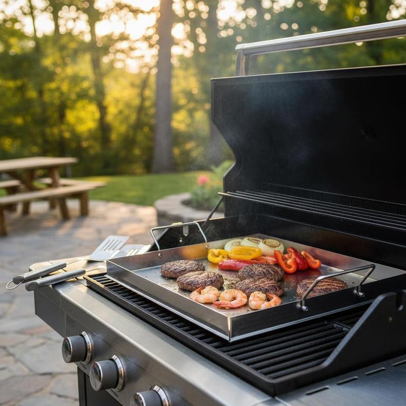 Camping Cooking Set Stainless Steel - Evrensel Düz Üstlü Izgara 18x16 İnç