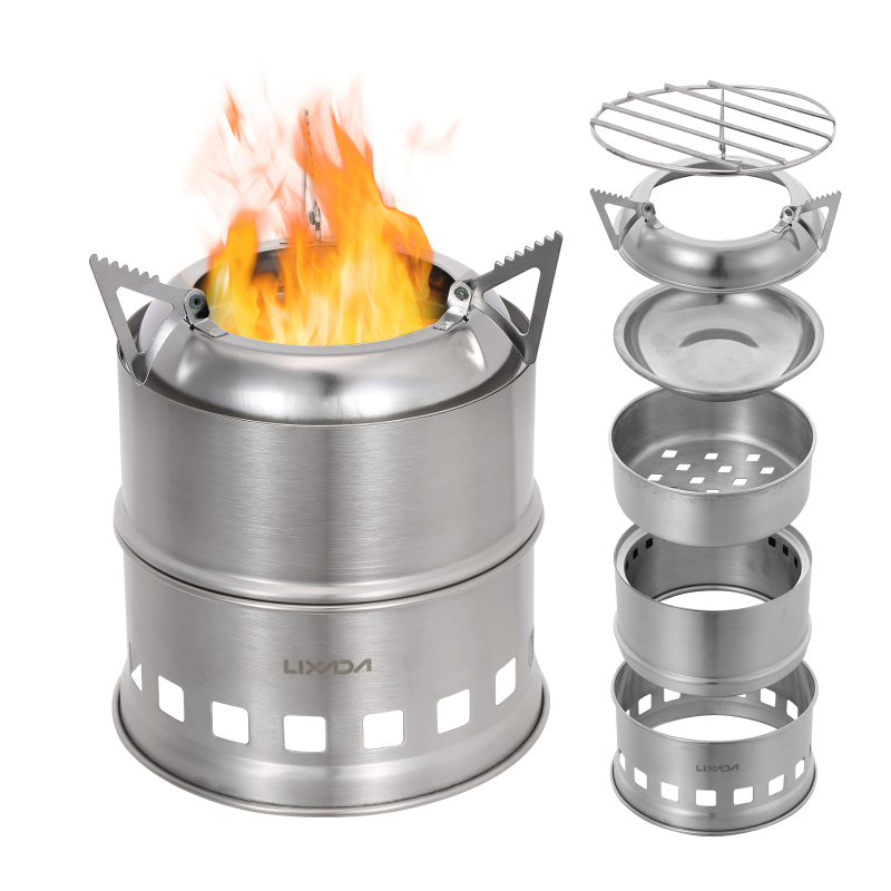 Camping Cooking Windshield - Lixada paslanmaz çelik odun sobası kamp