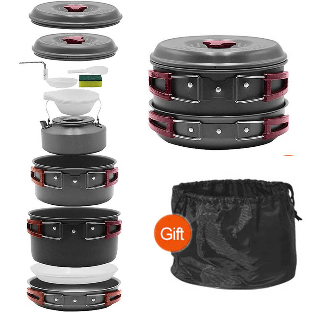 Camping Cooking Pots And Pans Set - Açık pişirme 3-4 kişi piknik seti