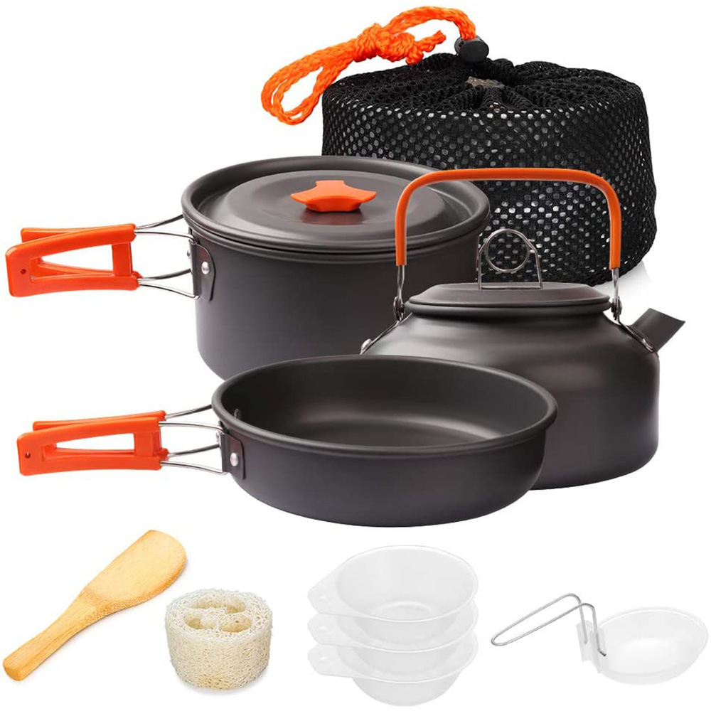 Camping Cooking Set Stainless Steel - 1 adet/1 takım Kamp Tencere Seti