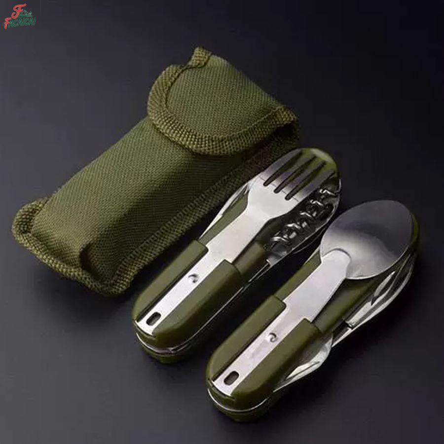Camping Cooking Set Stainless Steel - Kamp Malzemeleri 5'i 1 Arada Paslanmaz