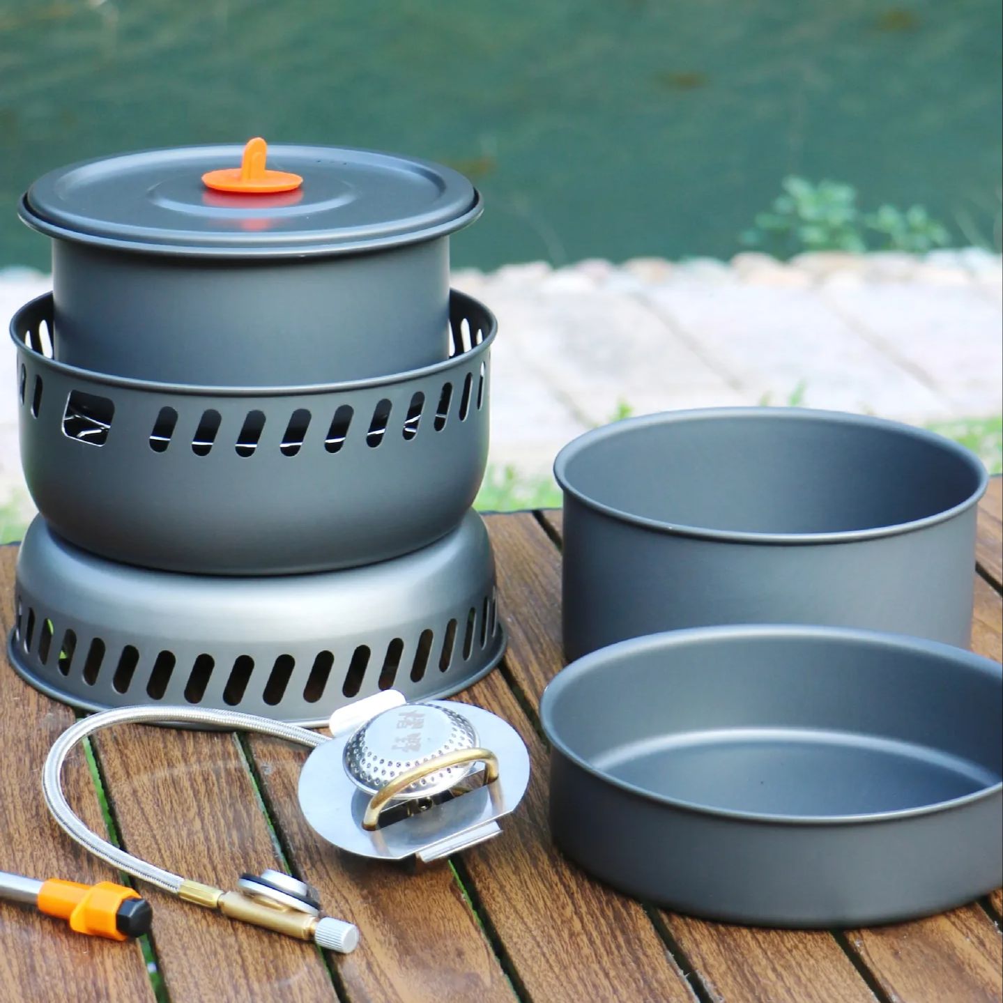 Camping Cooking Pots And Pans Set - Kamp Alaşım Tencere Tava Ocak Seti