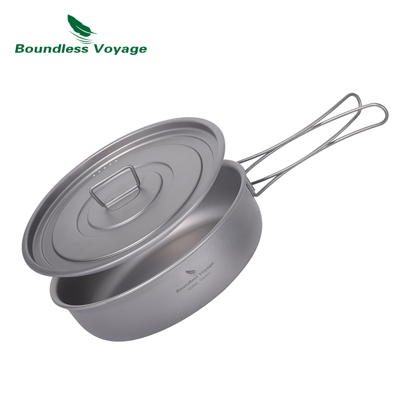 Camping Cooking Dishes - Sınırsız Voyage Titanyum yapışmaz Tava Katlanır