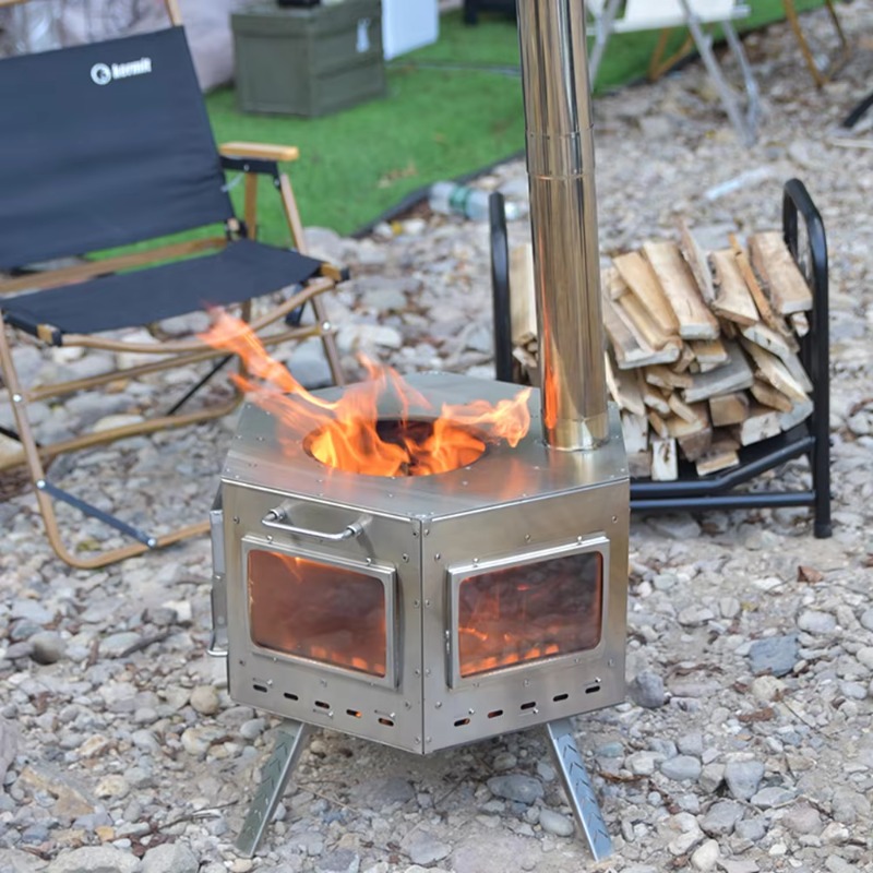 Camping Cooking Wood Stove - 【Popüler】Katlanabilir Çok Amaçlı Taşınabilir Paslanmaz Çelik
