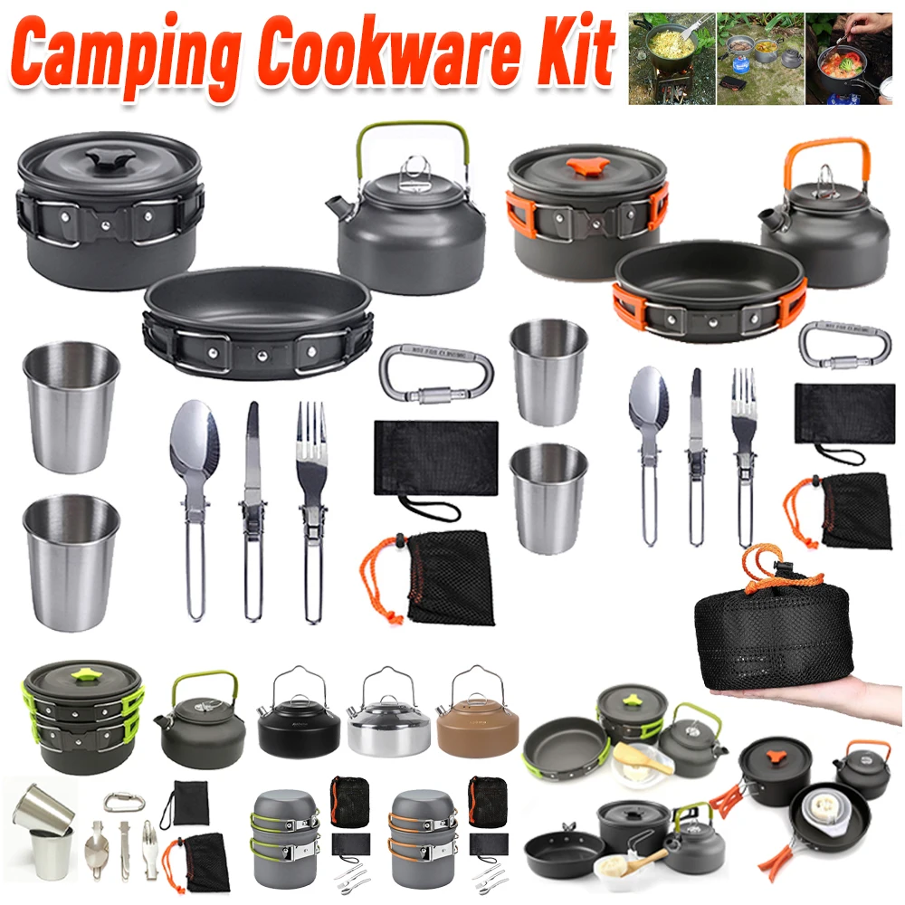 Camping Cooking Set Stainless Steel - Kamp Tencere Seti Su Isıtıcısı Tencere