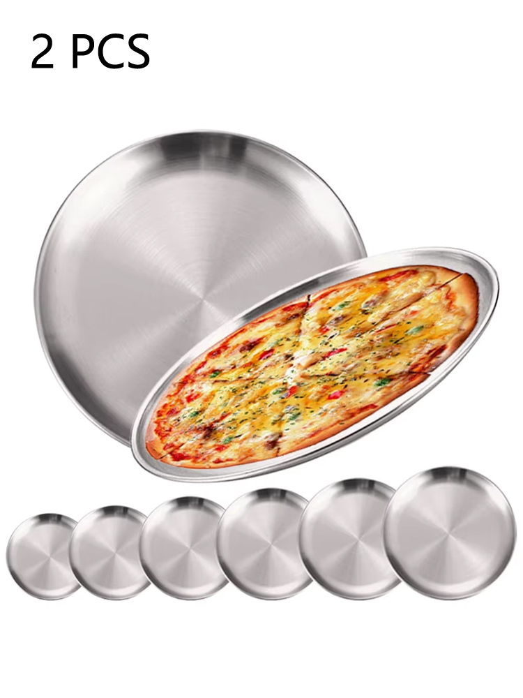 Camping Cooking Dishes - 2 adet paslanmaz çelik yuvarlak gümüş