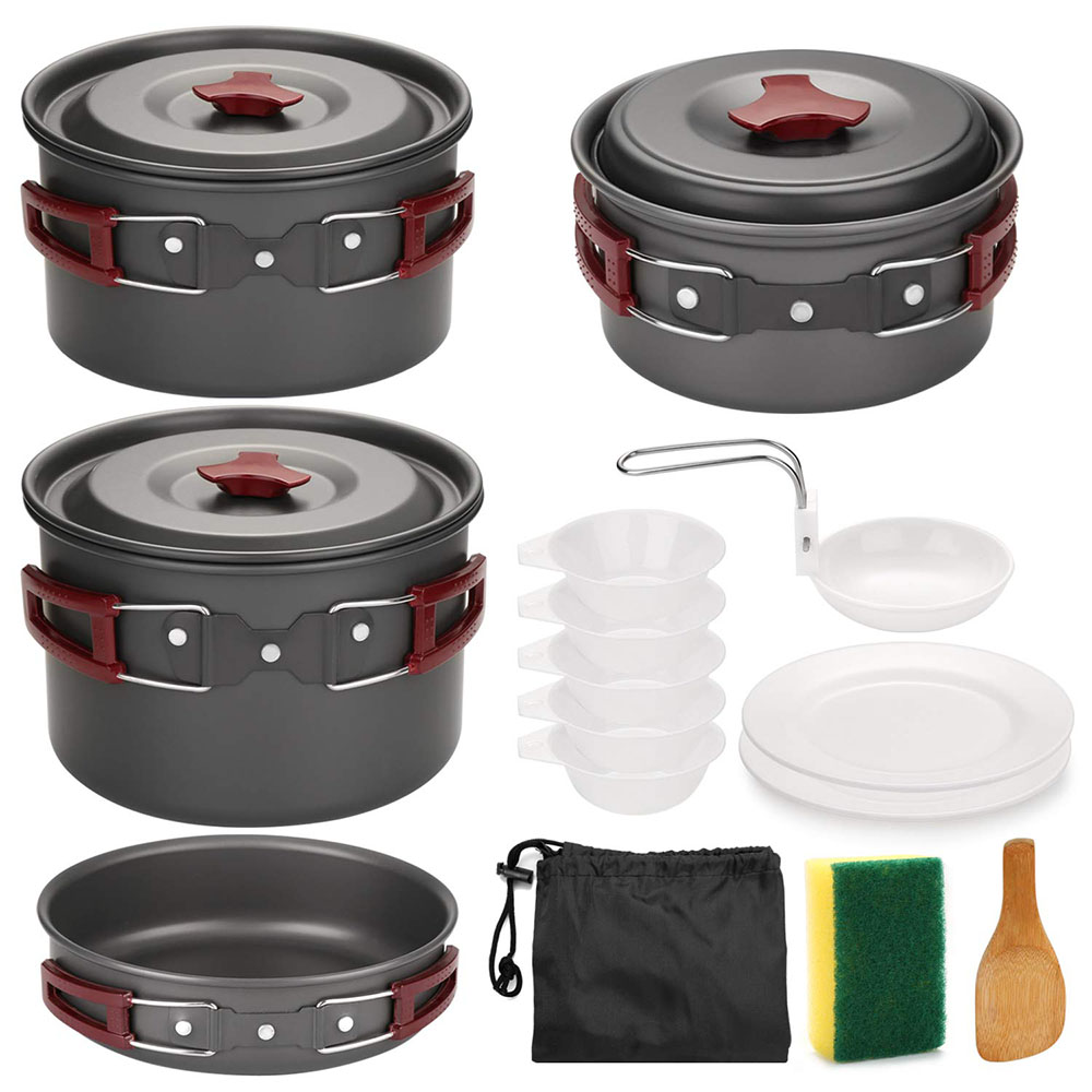 Camping Cooking Pots And Pans Set - Açık Kamp Tencere Seti Yapışmaz Kamp