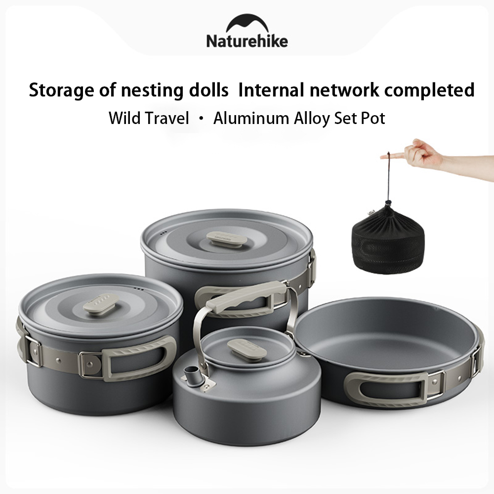 Camping Cooking Set Stainless Steel - Naturehike Açık Pot Seti, Kamp Pişirme