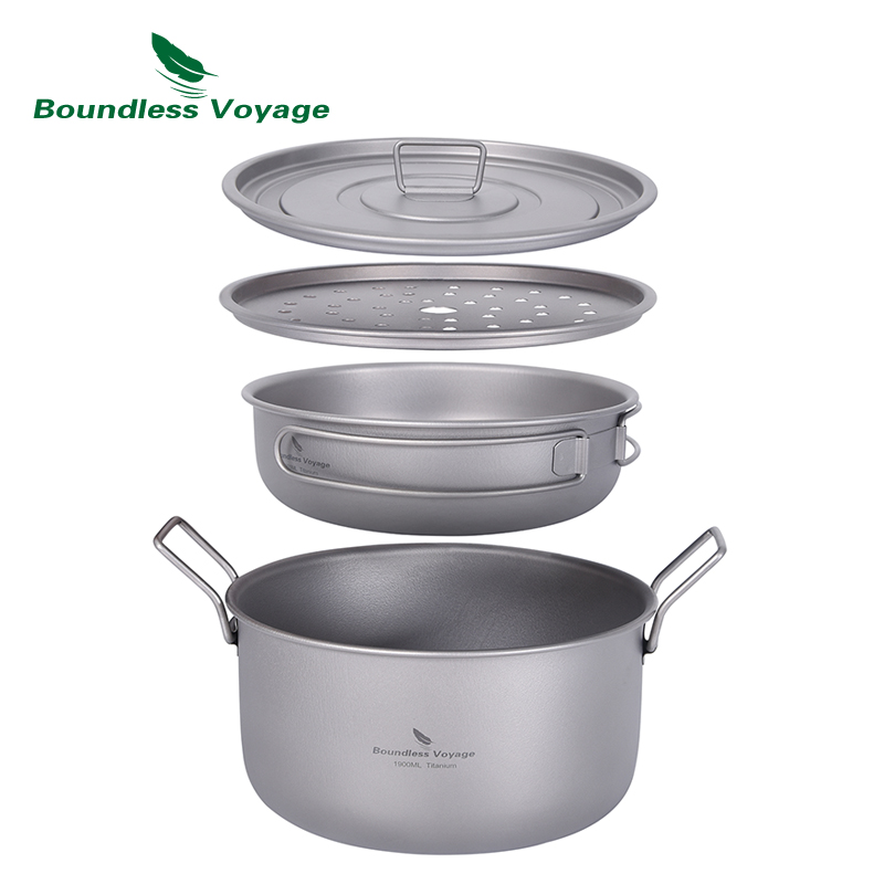 Camping Cooking Set Stainless Steel - Sınırsız Voyage kamp tencere çok fonksiyonlu
