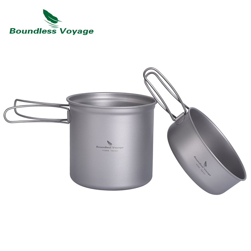 Camping Cooking Pots And Pans Set - Sınırsız Yolculuk Titanyum Tencere Tava Seti
