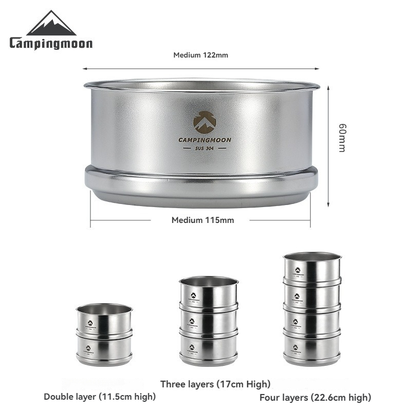 Camping Cooking Set Stainless Steel - CAMPINGMOON Portatle Açık Kamp ve Piknik