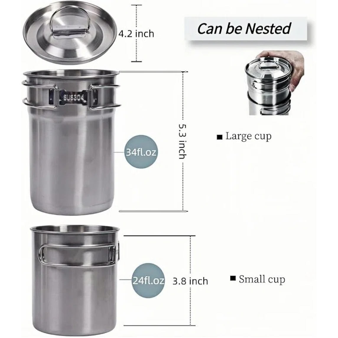 Katlanabilir Kamp Bardakları K - Camping Cooking Set Stainless Steel incelemesi ve fiyatı