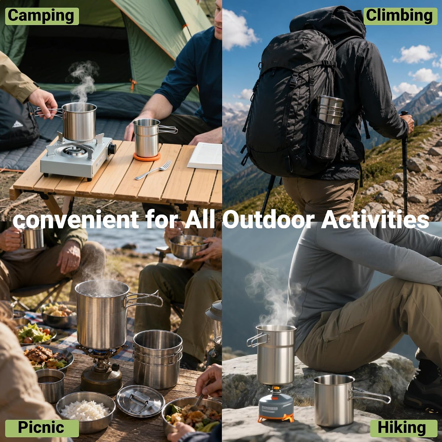 Katlanabilir Kamp Bardakları K - Camping Cooking Set Stainless Steel incelemesi ve fiyatı