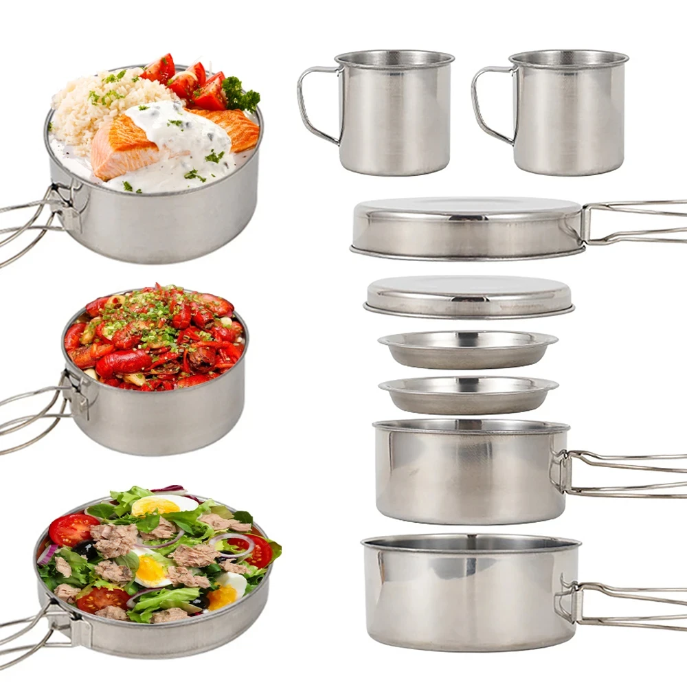 8 adet/takım kamp tencere seti - Camping Cooking Pots And Pans Set incelemesi ve fiyatı
