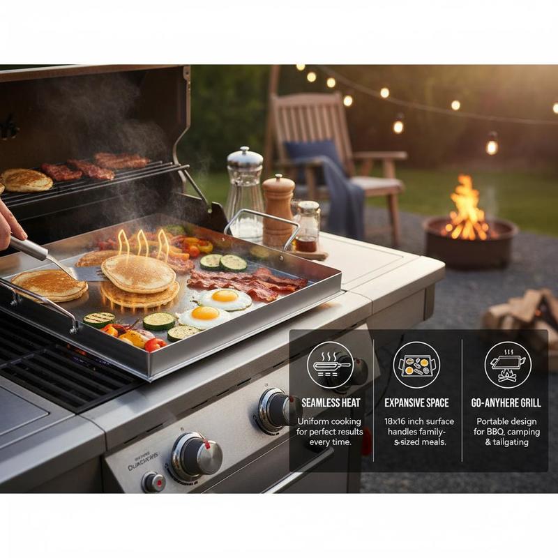 Evrensel Düz Üstlü Izgara 18x1 - Camping Cooking Set Stainless Steel incelemesi ve fiyatı