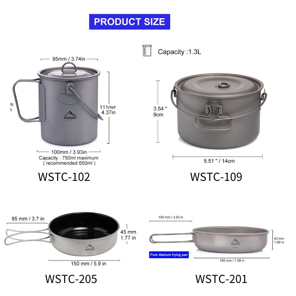 Widesea kamp sofra titanyum te - Camping Cooking Pots And Pans Set incelemesi ve fiyatı